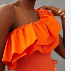 🧡Coral color size Large off the shoulder summer top L Large